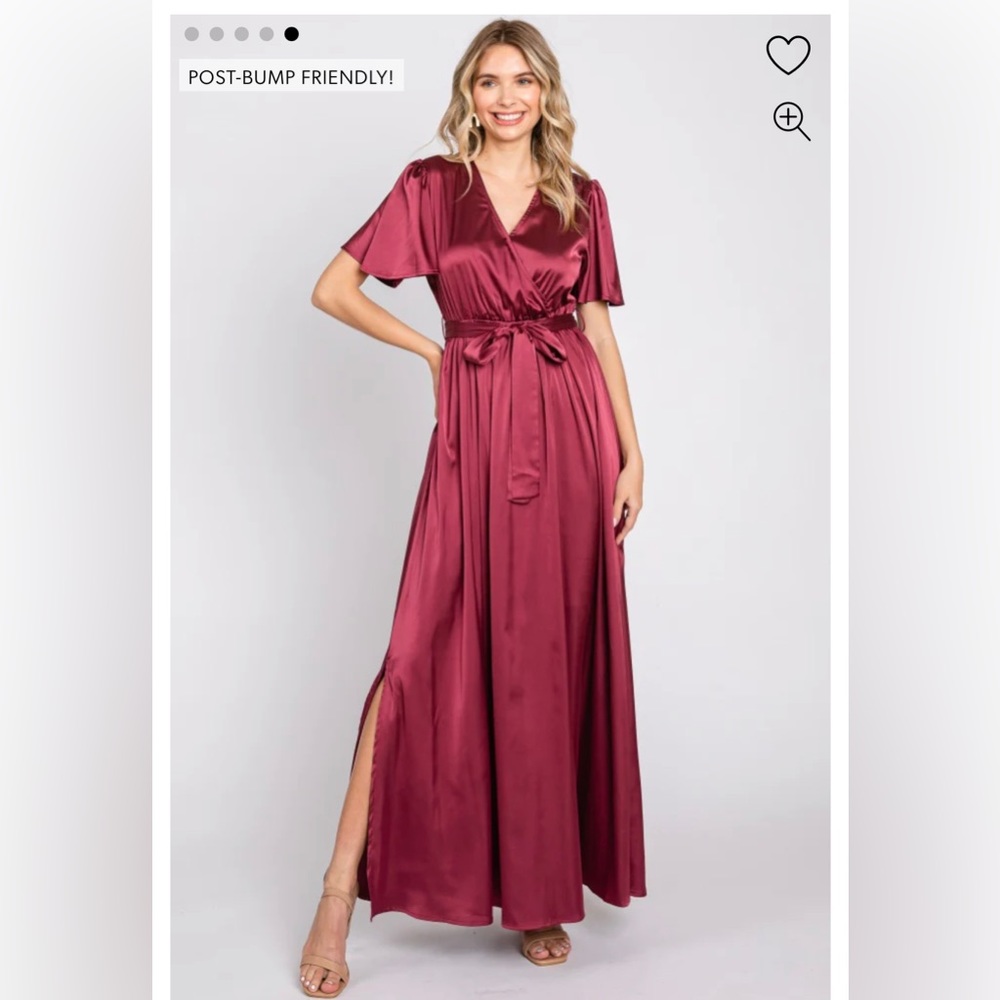 Burgundy wrap dress, maternity friendly pinkblush